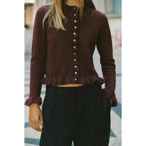 ZARA RUFFLED KNIT CARDIGAN